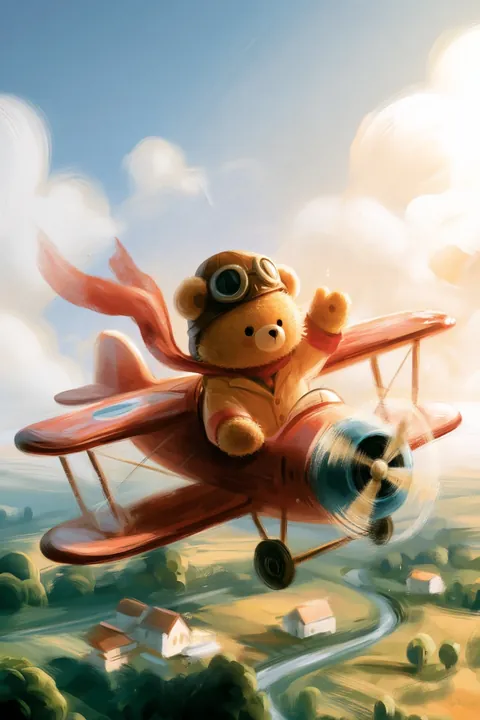 Pilot bear — collectible card from the Professions collection